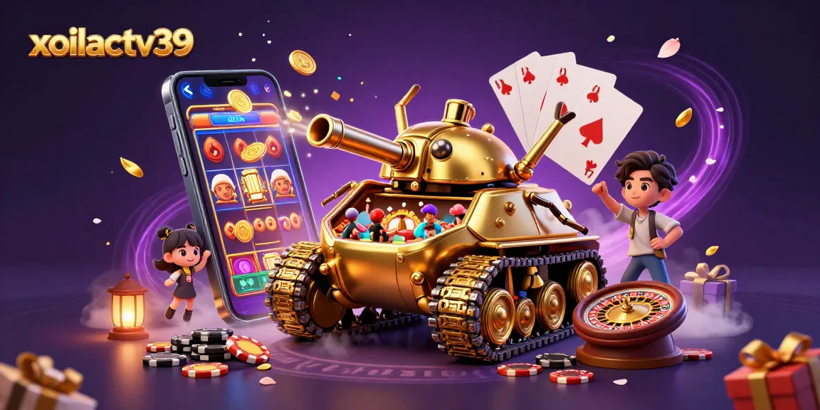 Experience the excitement of gambling at xoilactv39 with vibrant slot games and dynamic casino illustration.