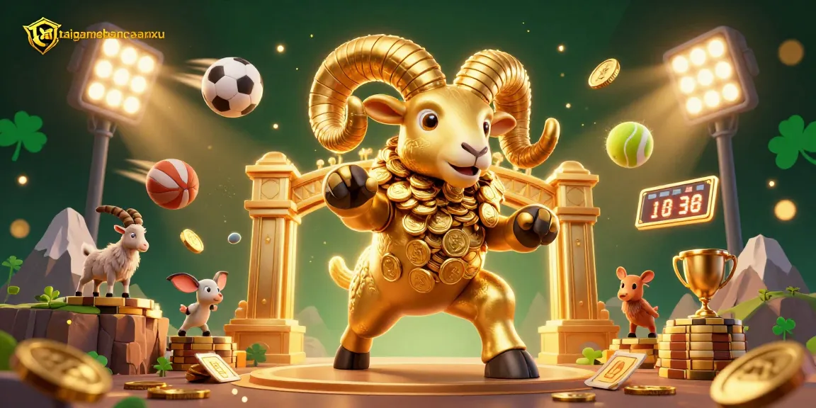 Engage with taigamebancaanxu as the golden ram charges through vibrant sporting elements.