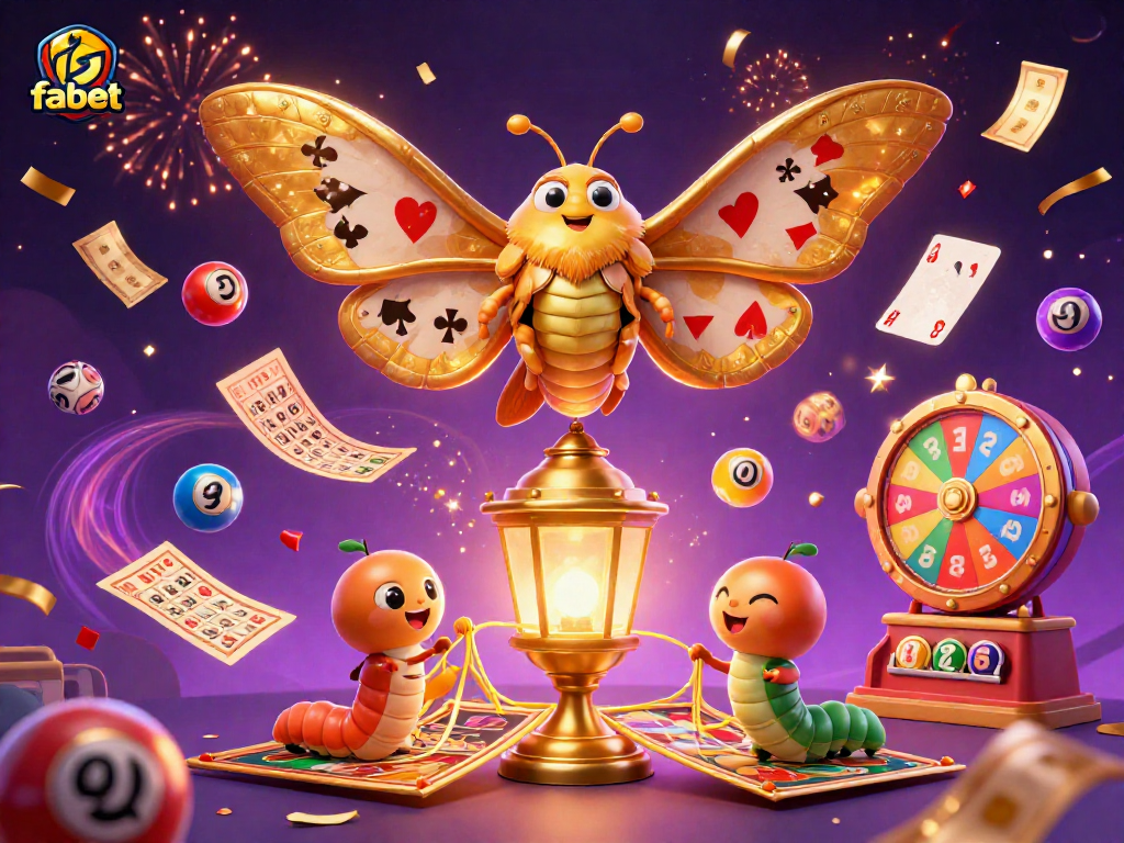 Experience fabet's vibrant casino atmosphere with a lively 3D illustration of joyful games and festivities.