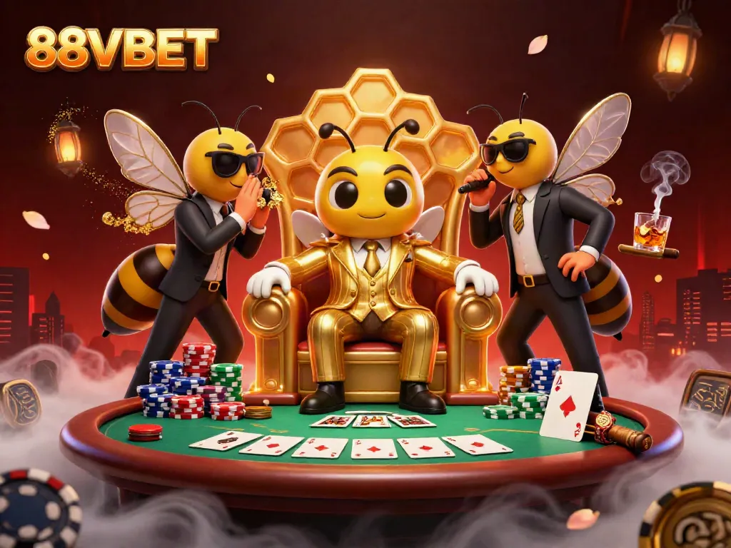 Players engage in strategic wagers at 88VBET's thrilling poker scene filled with excitement.