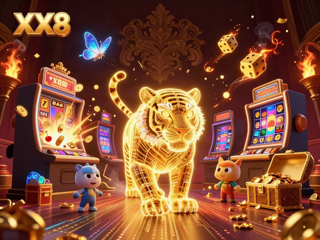 Experience the thrill of XX8's digital casino with a vibrant scene of gaming action.