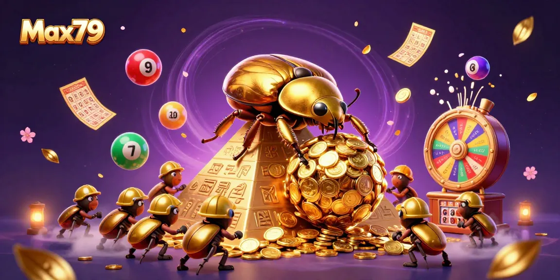 Win big with Max79 in a vibrant scene filled with golden coins and lottery excitement.