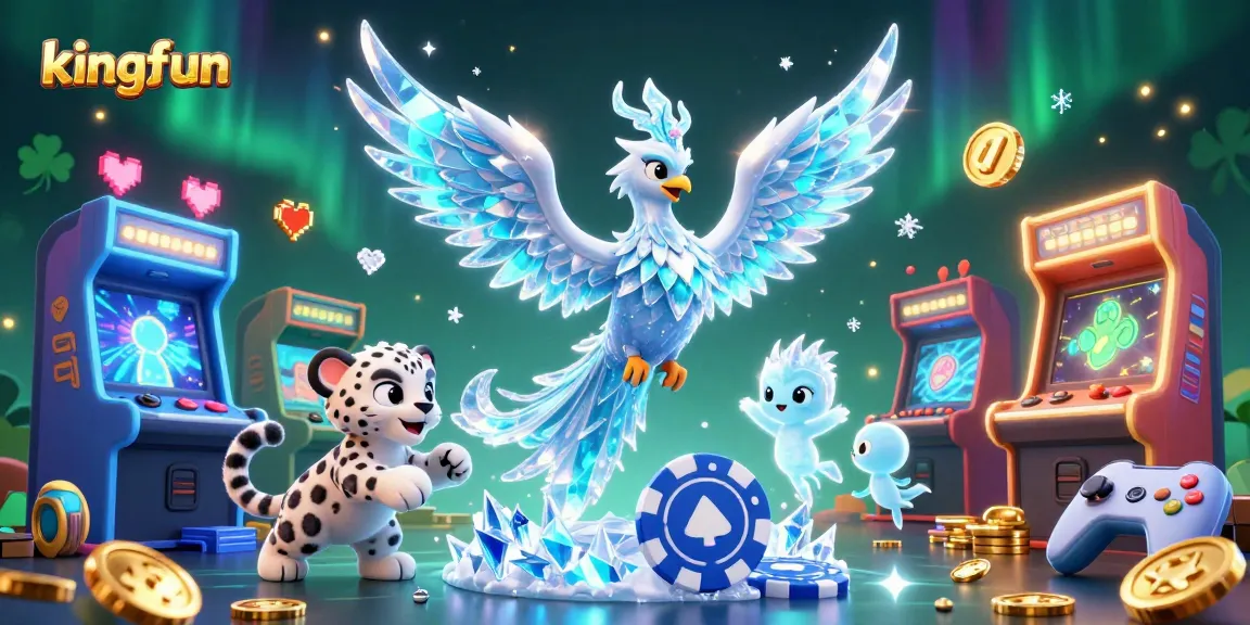 Experience thrilling wins and vibrant gameplay at kingfun with an icy phoenix, poker chip, and magical sprites!