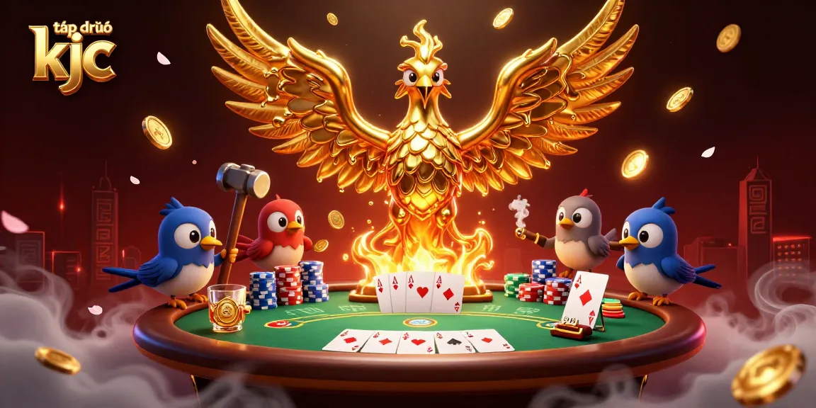 Experience winning moments at tập đoàn kjc with a golden phoenix, poker chips, and casino excitement in vivid detail.