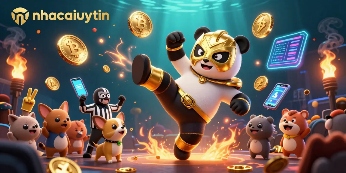 Engaging scene featuring nhacaiuytin's casino action with playful cartoon characters and vibrant crypto elements.