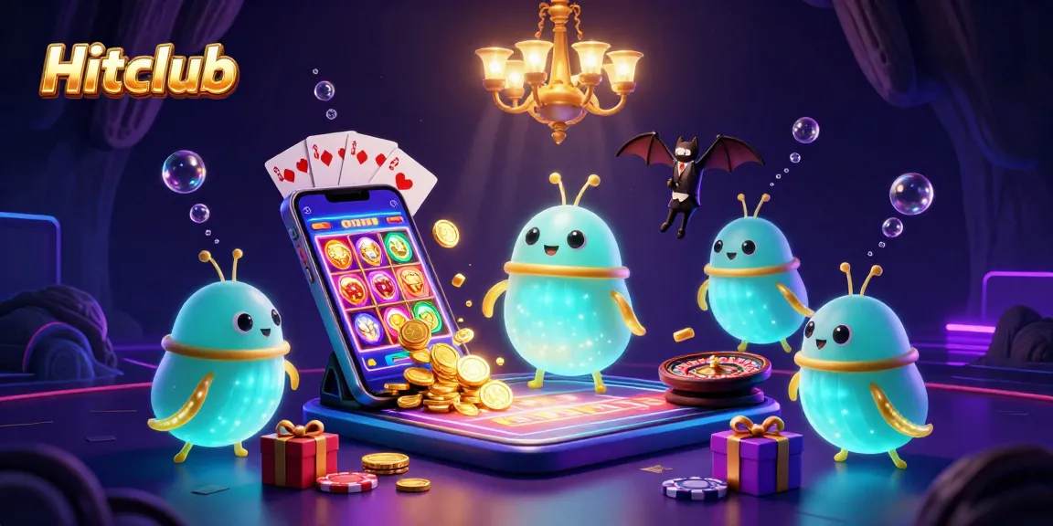 Hitclub glowworms illuminate a vibrant cave casino with casino games and promotions.