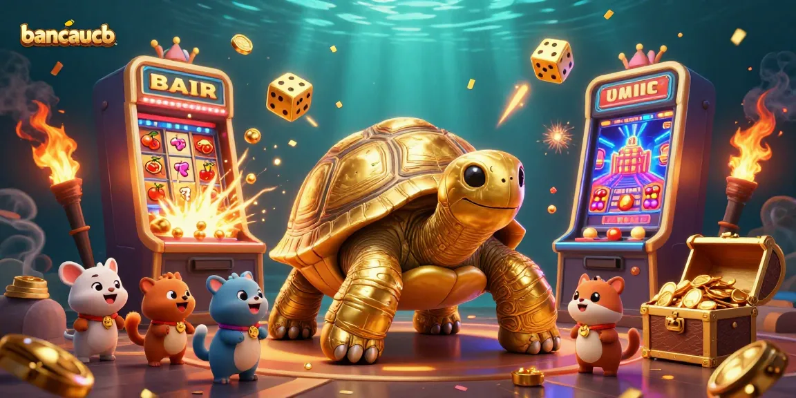 bancaucb players engage in festive underwater casino games with golden tortoise and treasure