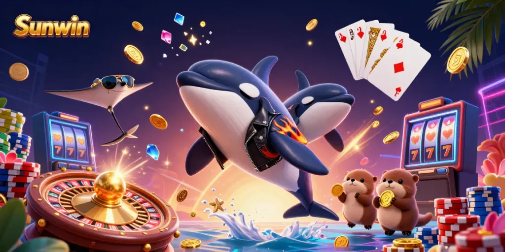 Experience the exciting gaming world of Sunwin with vibrant characters and casino elements.