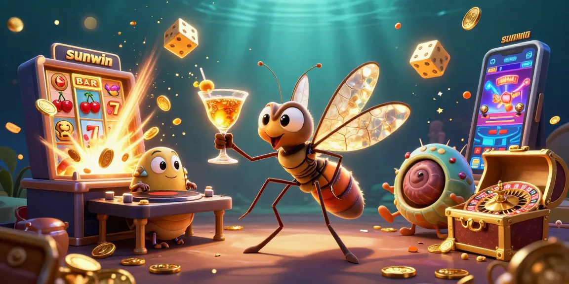 Experience the thrill of sunwin with a vibrant casino scene featuring animated characters and game elements.