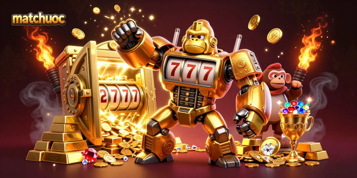 Experience matchuoc's thrilling gameplay with a vibrant 3D casino scene featuring a golden gorilla mech.