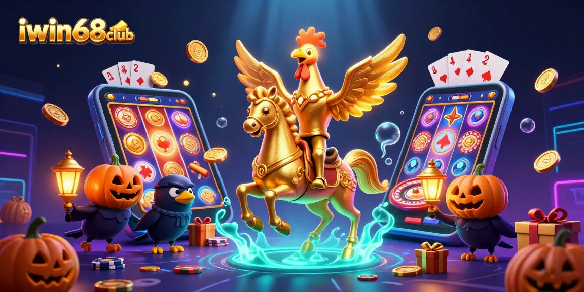 Experience excitement at iwin68club with a golden rooster and dynamic casino elements!
