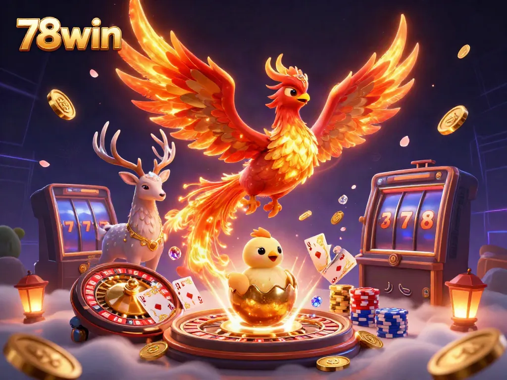 Experience thrilling online gaming at 78win with the vibrant phoenix and casino elements.