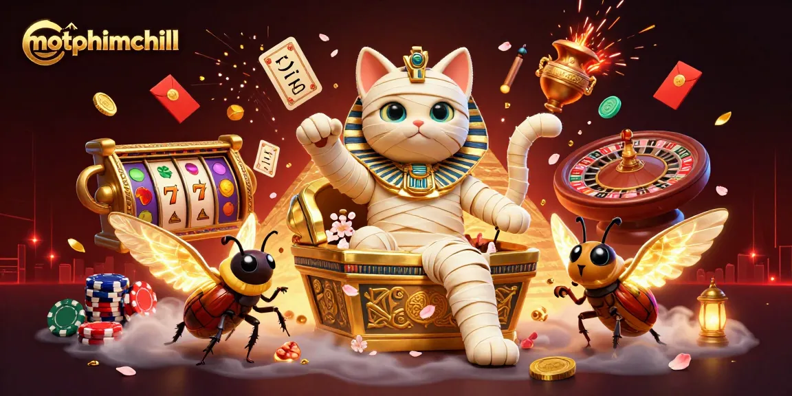 Engage in thrilling gameplay at motphimchill with an Egyptian mummy cat uncovering treasures in a dynamic casino.