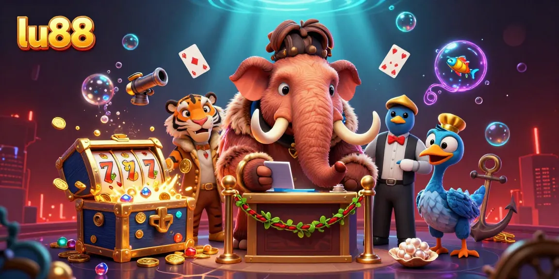 lu88 casino bouncer scene checks IDs with vibrant slot elements and energetic atmosphere