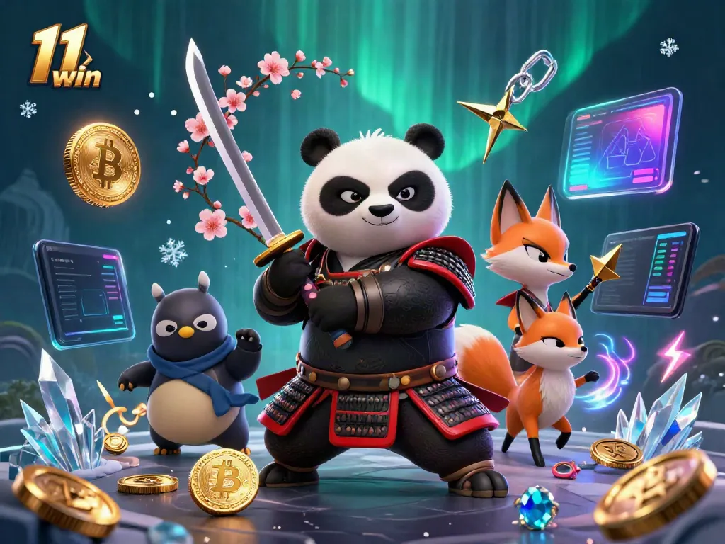 Immerse in the thrilling world of 11 win with dynamic characters and cryptocurrency coins in action.