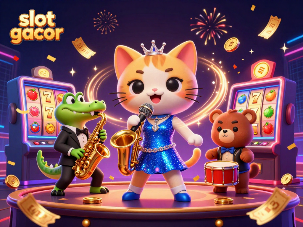 Join the excitement of slot gacor with a jazzy cat, zoot-suited croc, and a bear cub!
