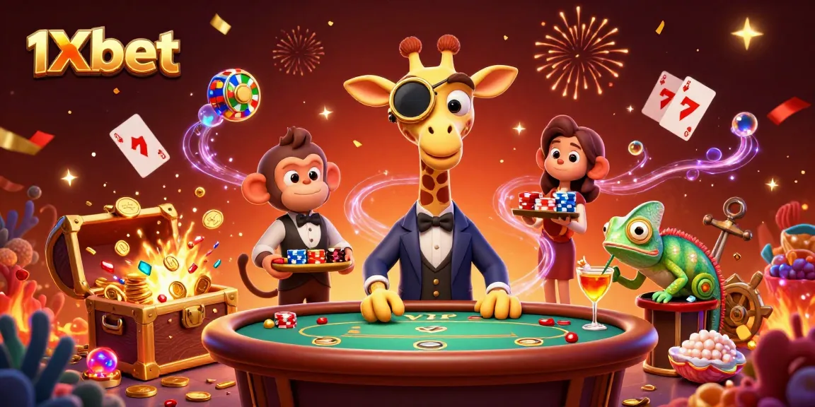 Experience exclusive 1xbet casino excitement with a high-roller giraffe and vibrant gaming elements.