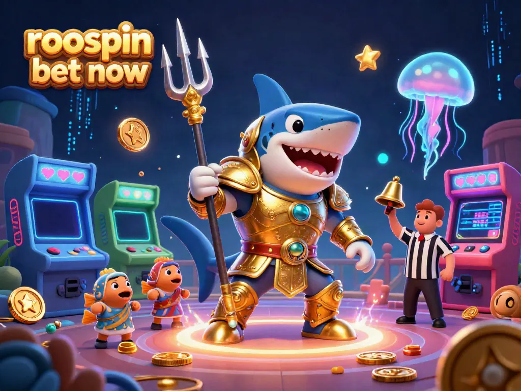 Engage with roospin bet now in a colorful 3D underwater casino scene filled with vibrant game elements.