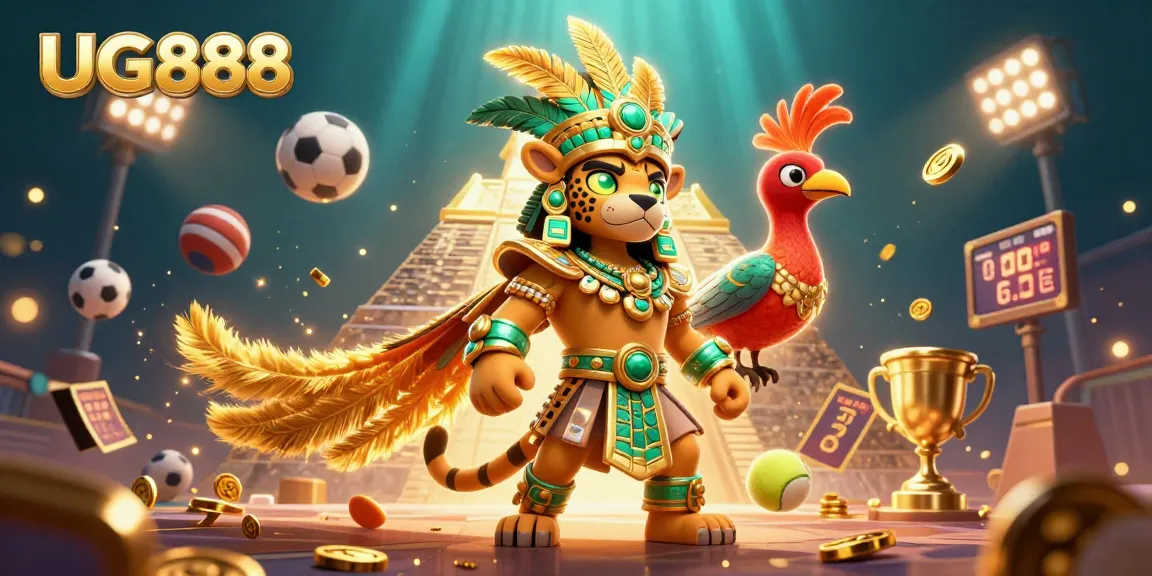 Join the excitement with UG888's Mayan-themed casino sports scene, capturing action and vibrancy.