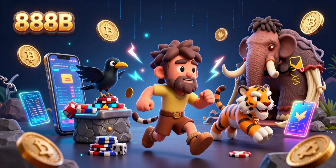 Join the excitement at 888B with a unique prehistoric casino featuring vibrant game elements.