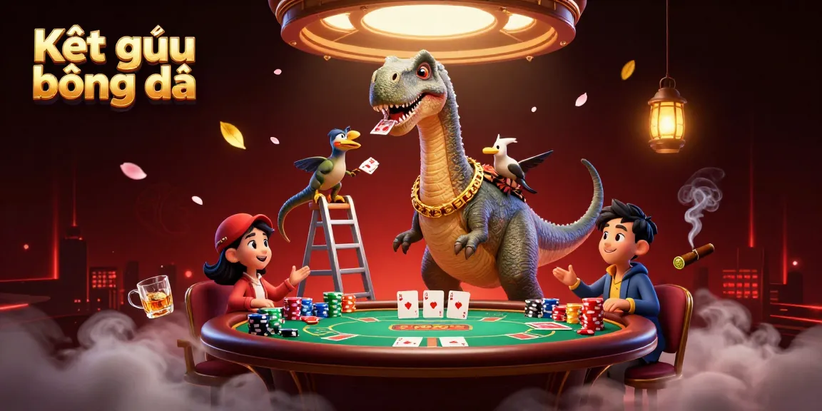 Experience the excitement of Kết quả bóng đá with this vibrant 3D illustration of a brontosaurus in a casino setting.