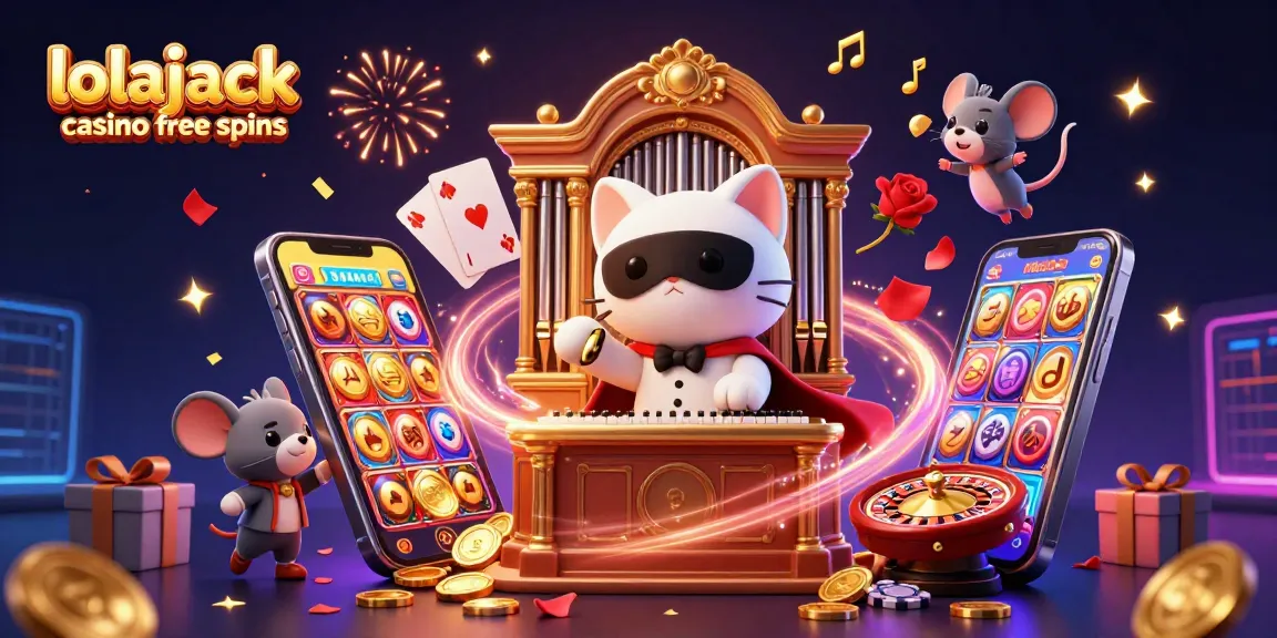 Experience thrilling gaming with lolajack casino free spins, featuring vibrant characters and exciting casino elements.
