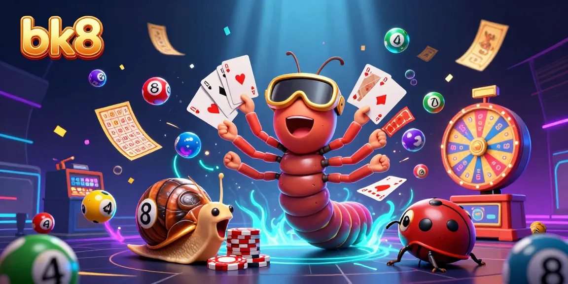 Experience thrilling gaming at bk8 with a vibrant illustration of casino elements and characters engaging in exciting action