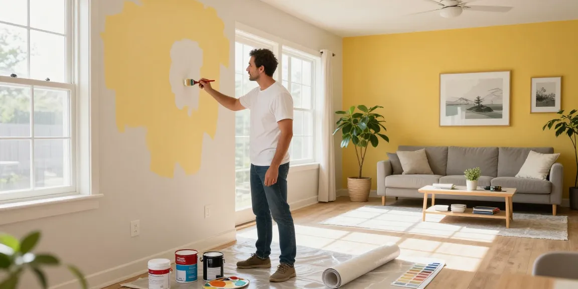 Trusted Lincoln Painters transforming a living room with expert painting techniques and vibrant colors.