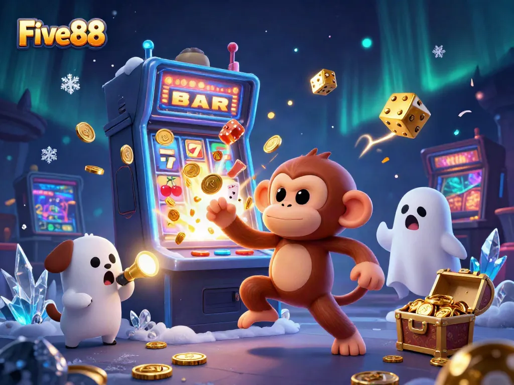 Experience the thrilling antics of Five88 as ghostly characters juggle casino treasures and chase excitement!