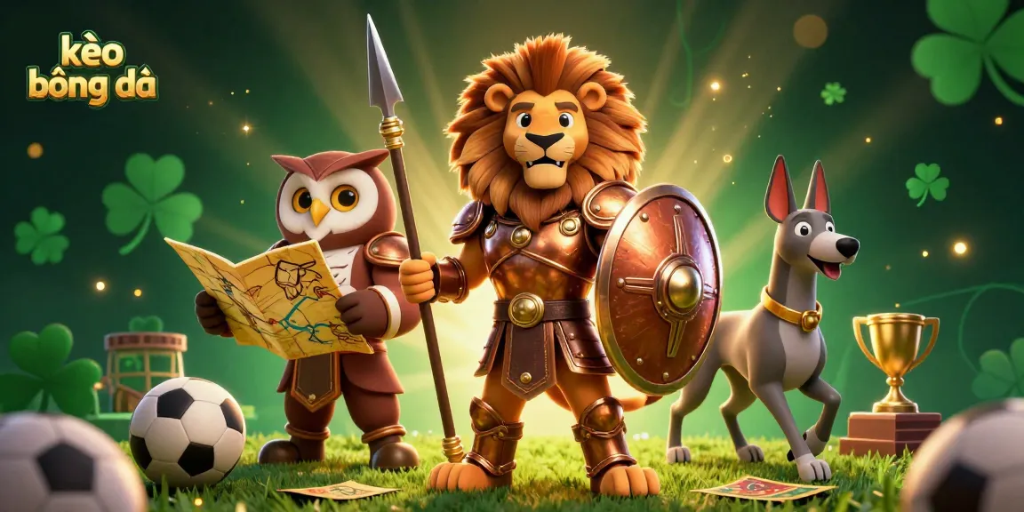 Engage in thrilling kèo bóng đá betting with a Spartan lion, owl strategist, and greyhound messenger.
