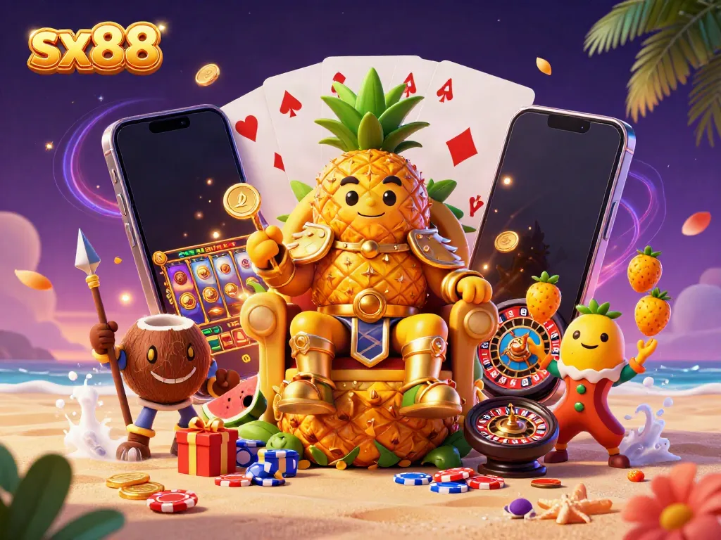 SX88 showcases a vibrant casino scene with dynamic characters and exciting game elements.