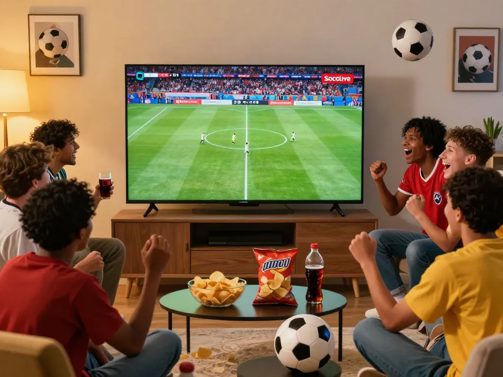 Socolive live sports streaming event with friends enjoying football match