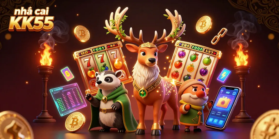 Engage with the nhà cái KK55 platform through an epic casino-themed adventure featuring exciting slot reels.