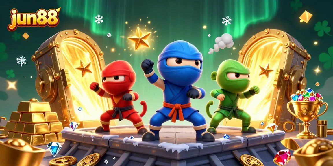 Experience thrilling gameplay at jun88 with vibrant ninja chameleons in a captivating casino scene.
