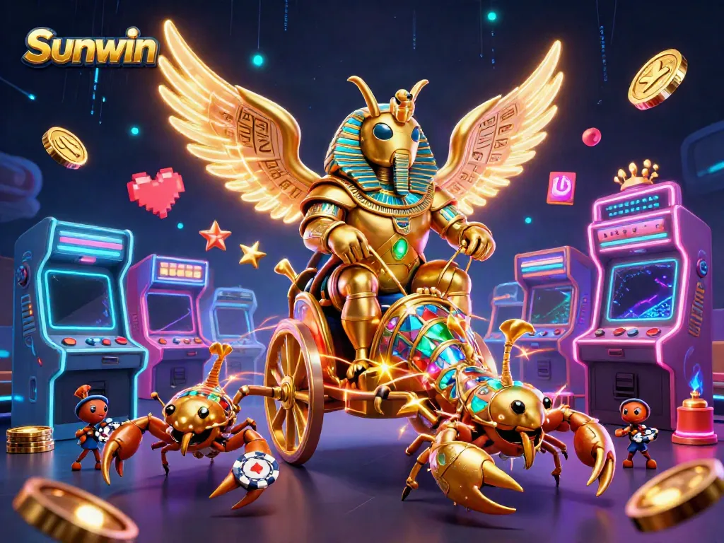 Experience the thrill of Sunwin with exciting games and vibrant casino elements in 3D art.
