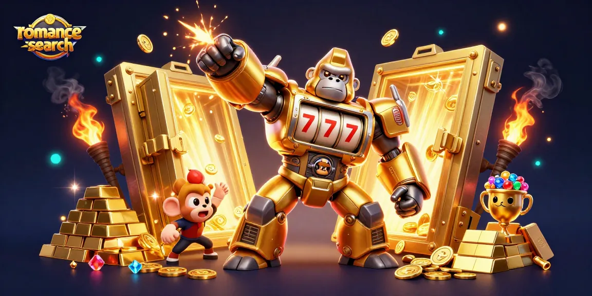 Engage in epic wins at romance-search with a golden mech and dazzling treasure elements.