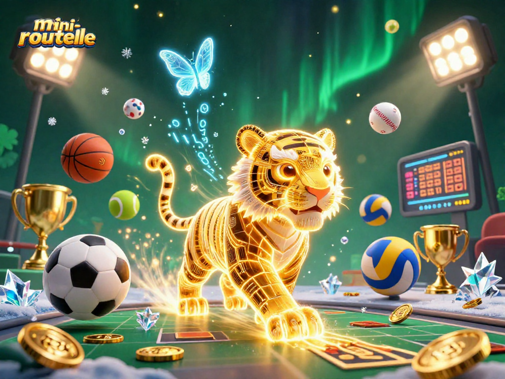 Experience thrilling mini-roulette gameplay in this vibrant 3D digital casino illustration.