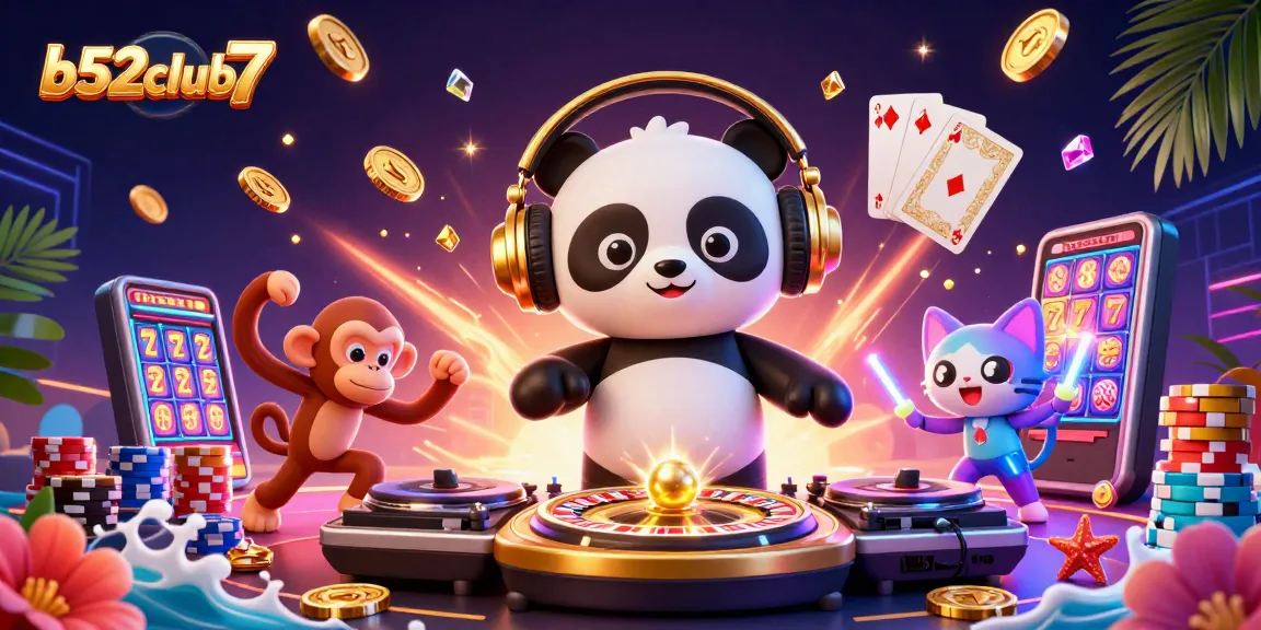 Experience vibrant gaming action at b52club7 with energetic characters and dazzling casino elements.