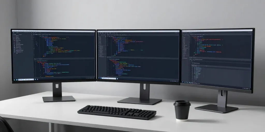 Buy .co.uk domain in a sleek developer workspace with coding tools.