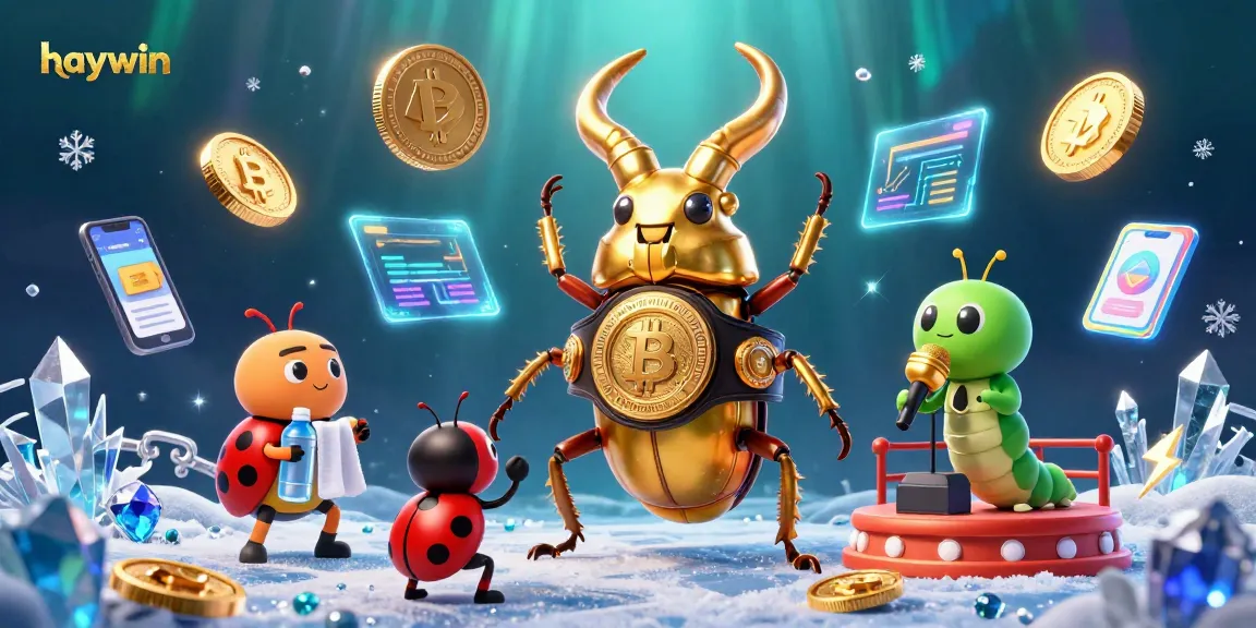 Join the excitement of haywin with vibrant gaming characters and crypto elements in a dynamic casino scene.