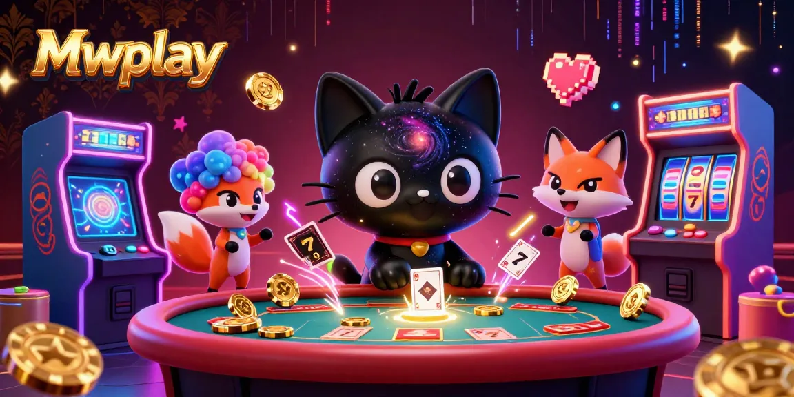 Play exciting slots at Mwplay in a vibrant cosmic casino scene featuring game elements and captivating characters.