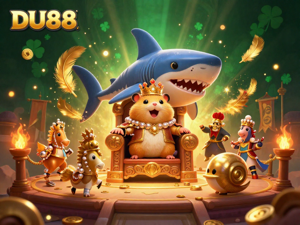 Join the DU88 casino adventure with a golden hamster king and seahorse guards in a vibrant 3D magic.
