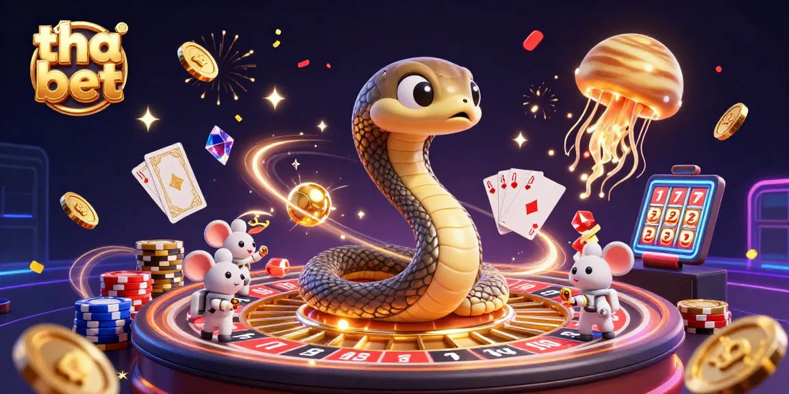 Experience exciting gaming at tha bet with vibrant cosmic casino illustration and engaging elements.