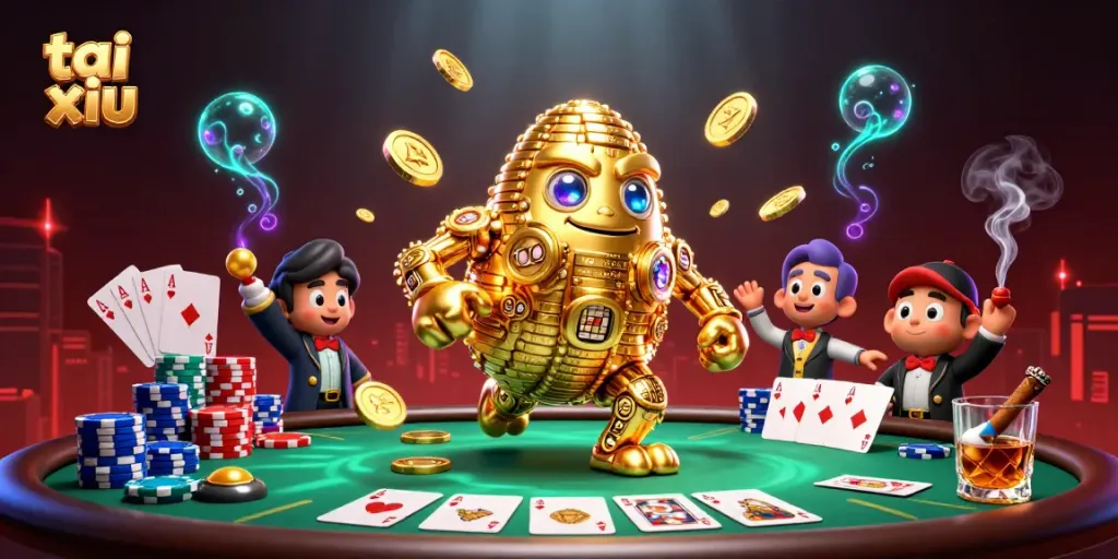 Engage in thrilling tai xiu gameplay amidst vibrant 3D casino elements.