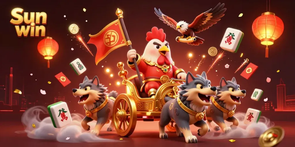 Engage in the exhilarating world of Sun win with this energetic casino-themed illustration.