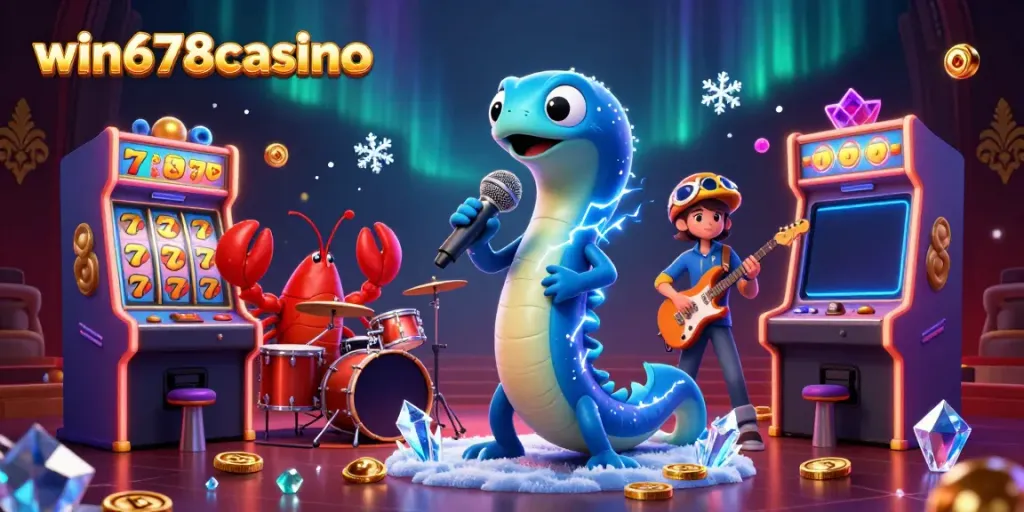Experience the thrill of win678casino with colorful slot games and lively characters in an underwater casino setting.