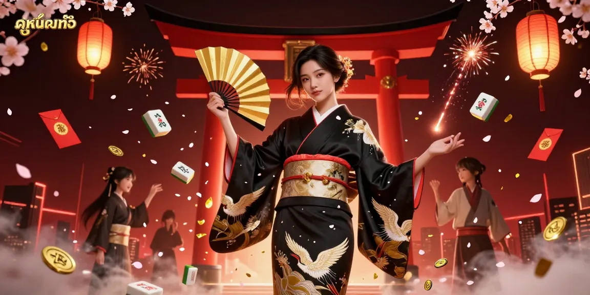 Experience engaging ดูหนังออนไลน์ with a graceful character amidst festive elements and a rich atmosphere.