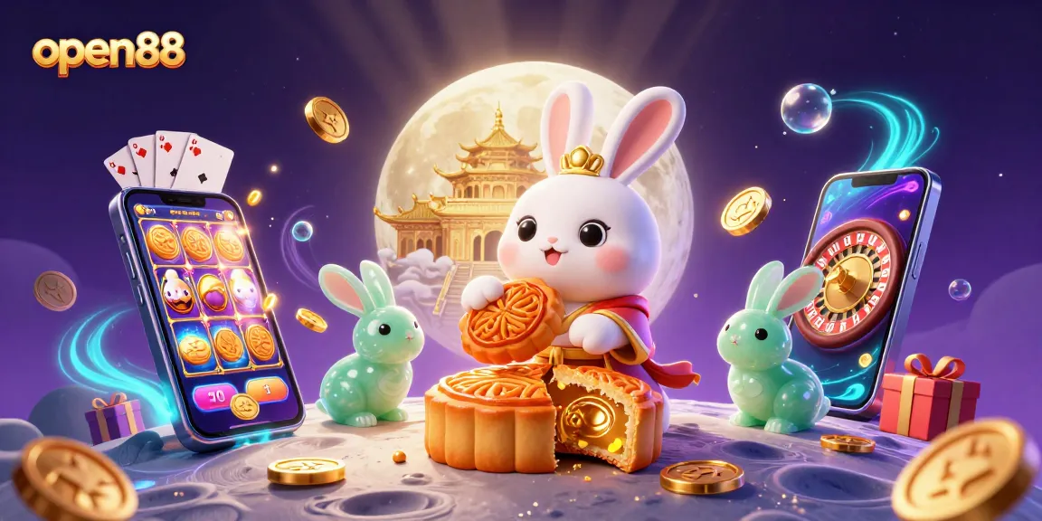 Experience open88's gaming magic with a moon rabbit creating poker surprises!