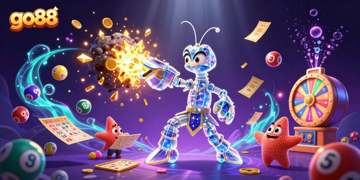 Win big with go88's dynamic gaming scene featuring colorful lottery elements and immersive characters.