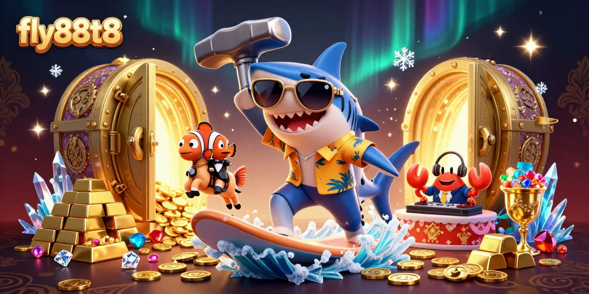 Experience thrilling gameplay at fly88t8 with vibrant casino characters amid treasure and excitement.